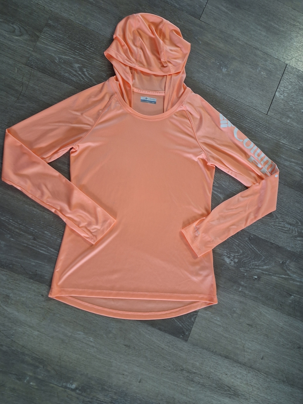 Columbia PFG Peach Hooded Long Sleeve Sun Omni-shade Performance Top